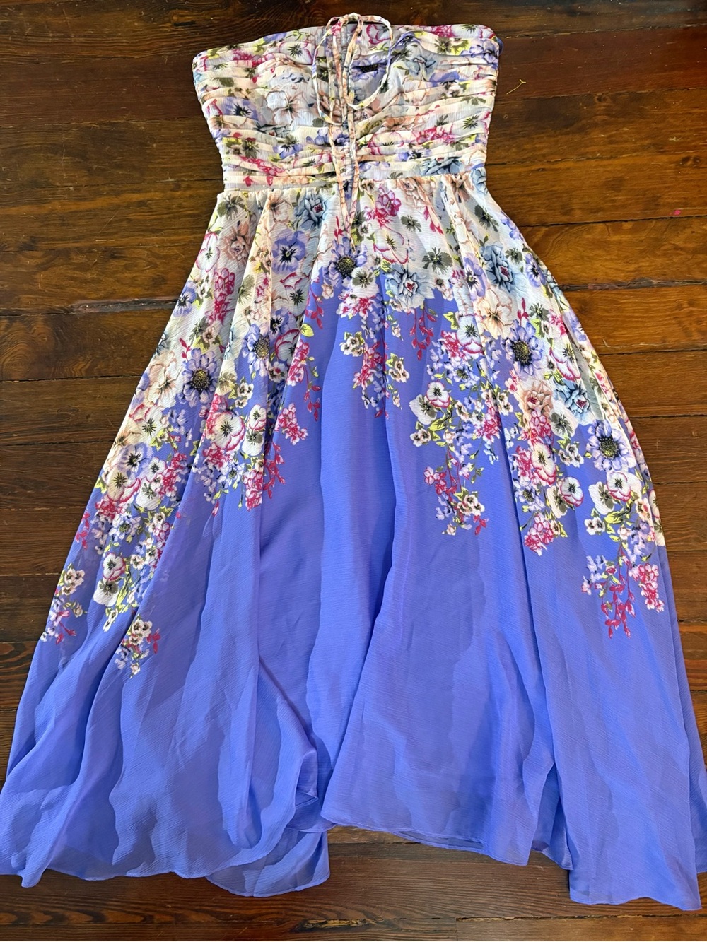 White House black market purple floral midi flowy halter dress size 4 - Picture 2 of 6